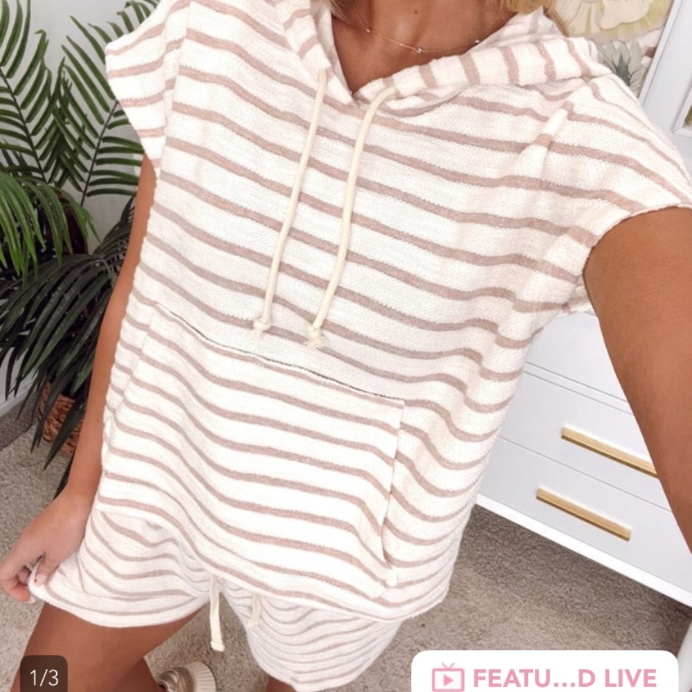 Striped Hoodie and Shorts Set